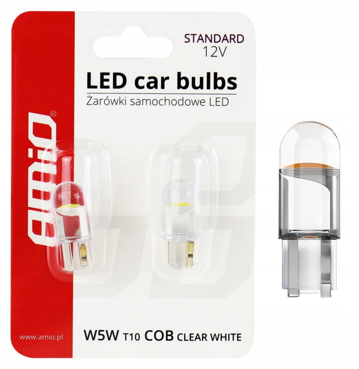 

Żarówki W5W T10 Led Diody Cob Hpc 12V Soczewka