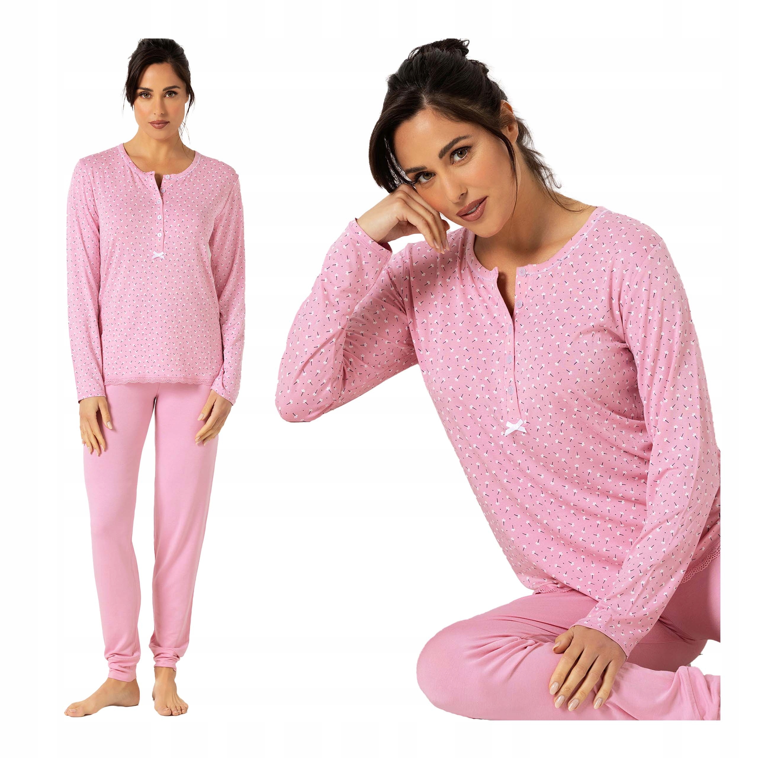 Dámské dvoudílné pyžamo s dlouhými kalhotami, dlouhý rukáv, 3XL, velké velikosti