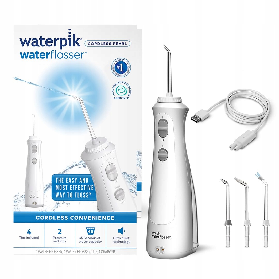 Waterpik WF-13 Irygator Do Zębów Dentystyczny Bezprzewodowy Biały 2 Tryby
