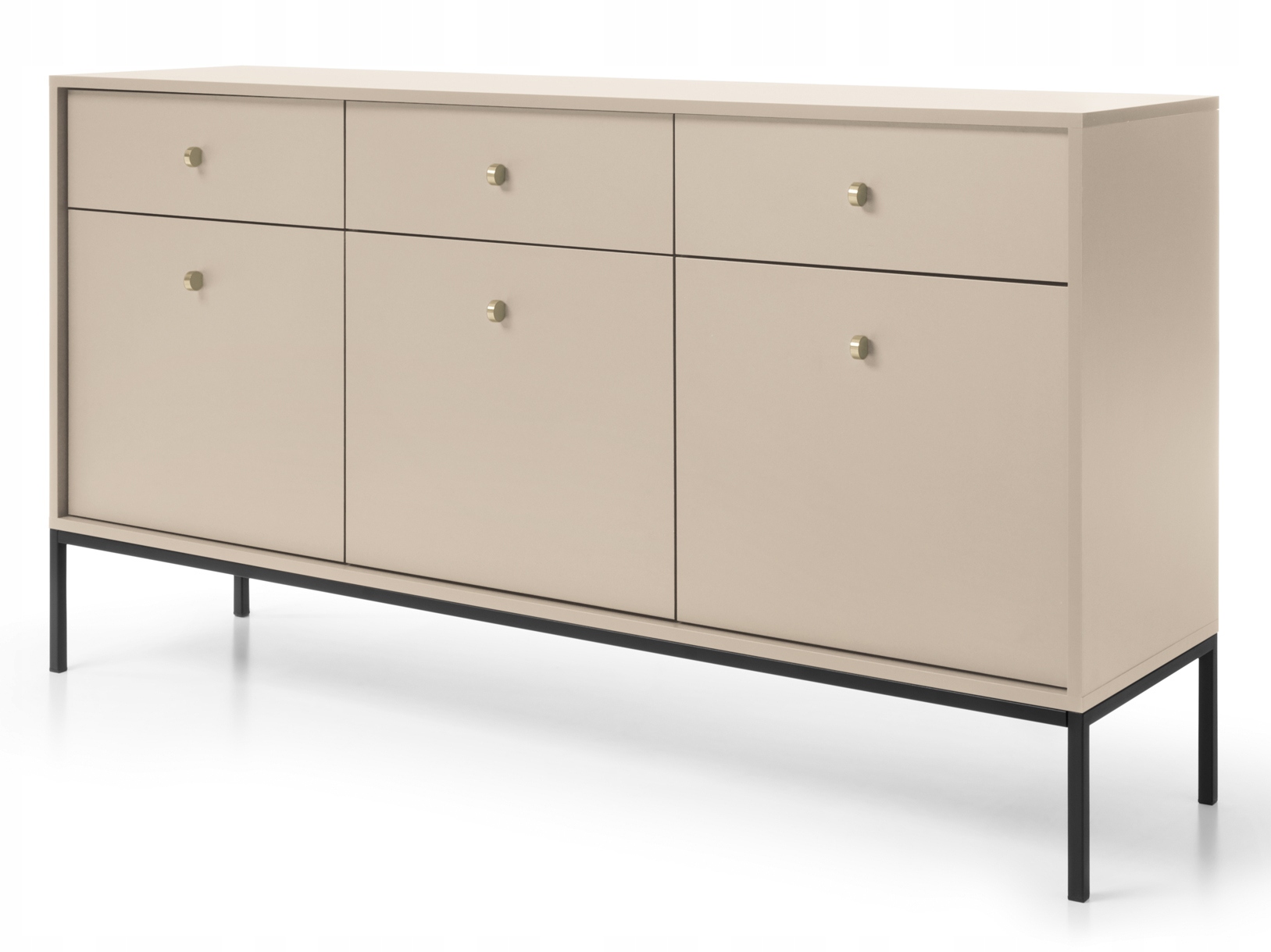 Třídveřová komoda Monne s zásuvkami, béžová