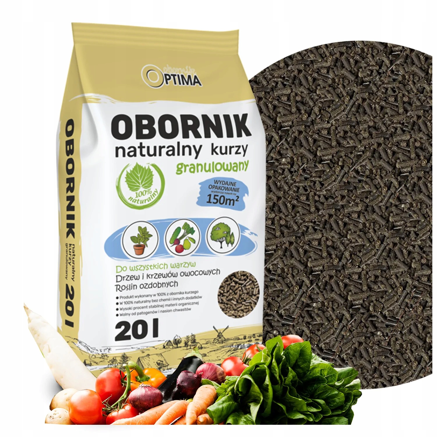 

Obornik Kurzy Granulowany Optima 20L Nawóz Azot