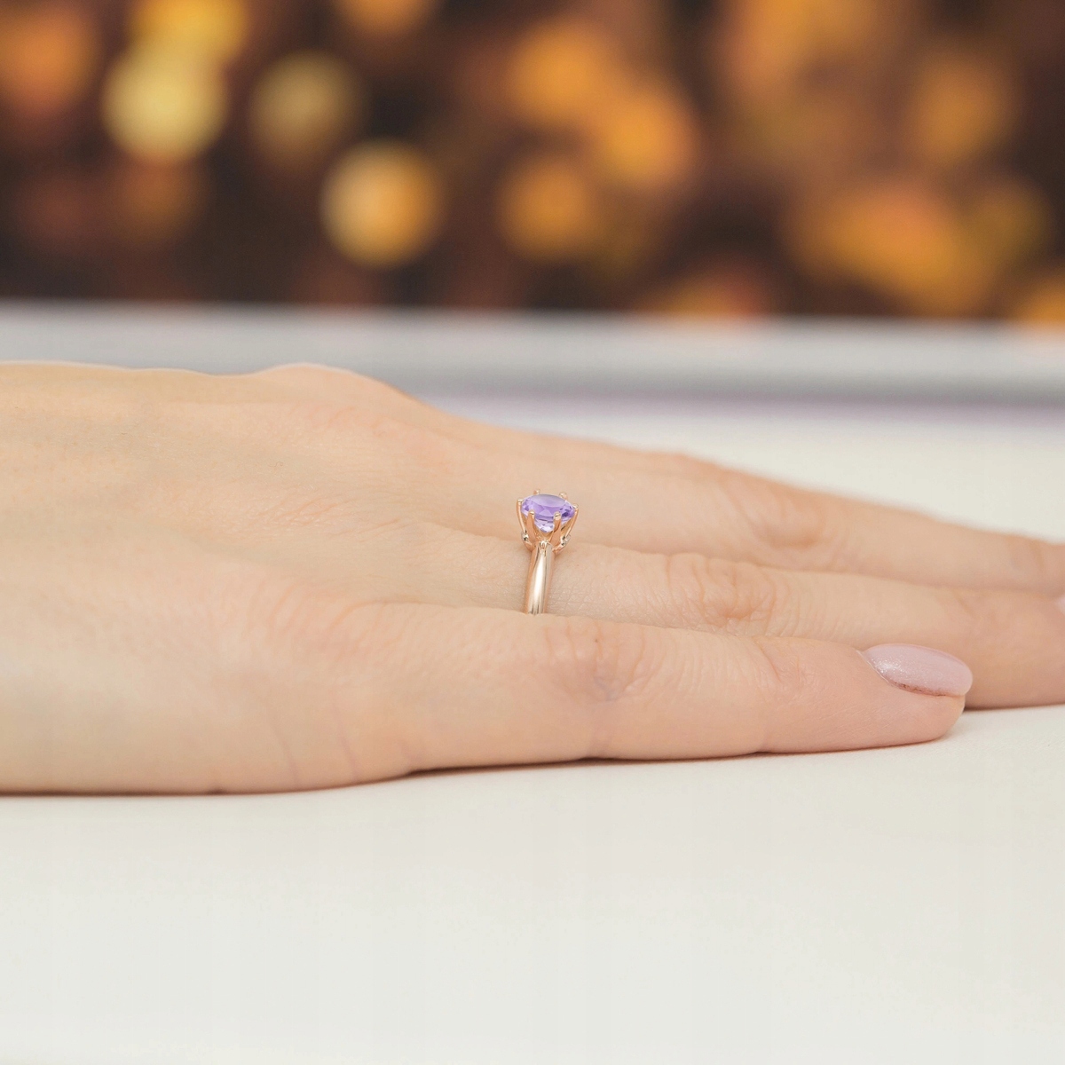PIĘKNY ZŁOTY PIERŚCIONEK pr 585 z AMETYSTEM 0,50ct Materiał Białe złoto Żółte złoto Różowe złoto
