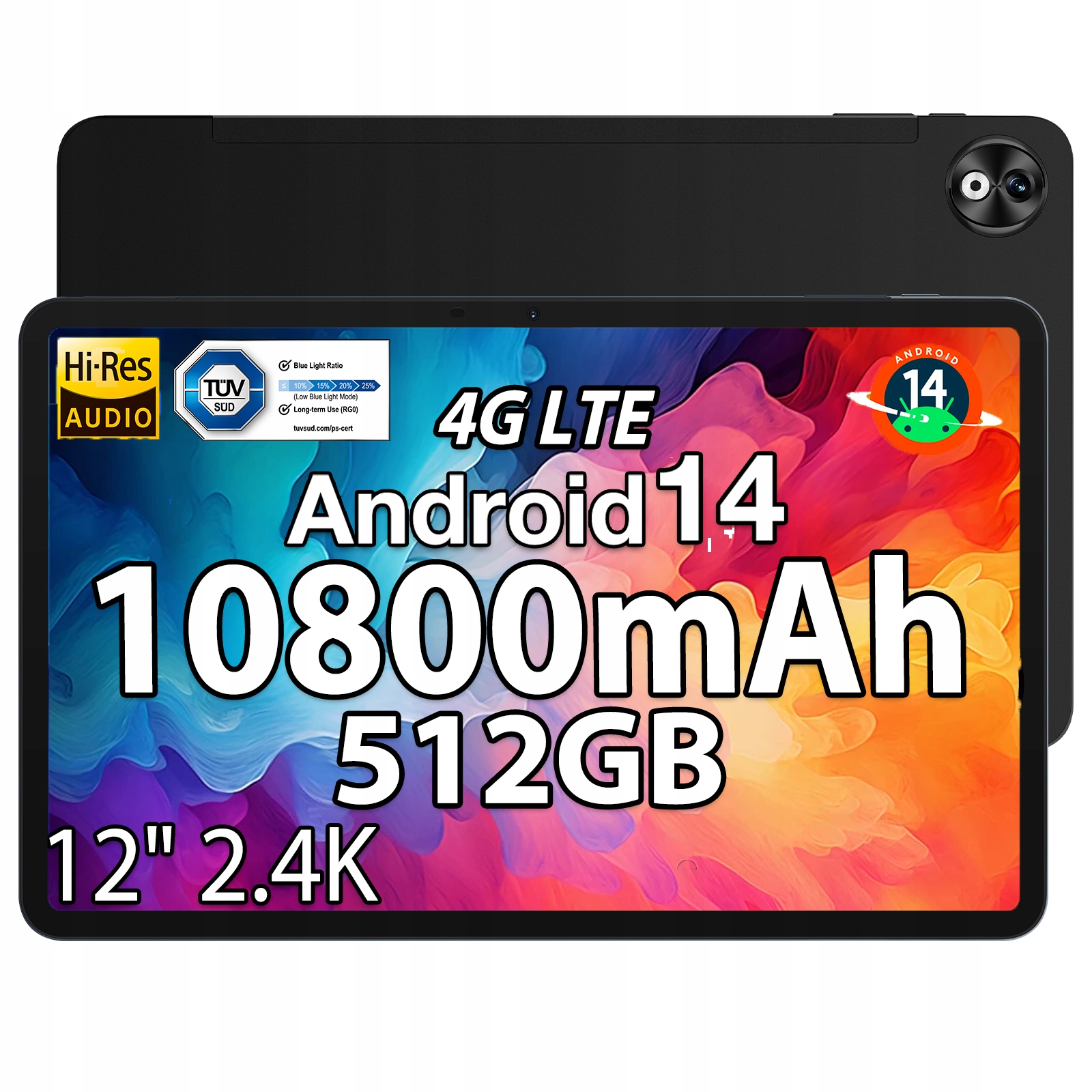 Doogee T40Pro Tablet 4G Lte 12" 10800mAh 20GB+512GB 2.4K/OTG/16MP Android 14