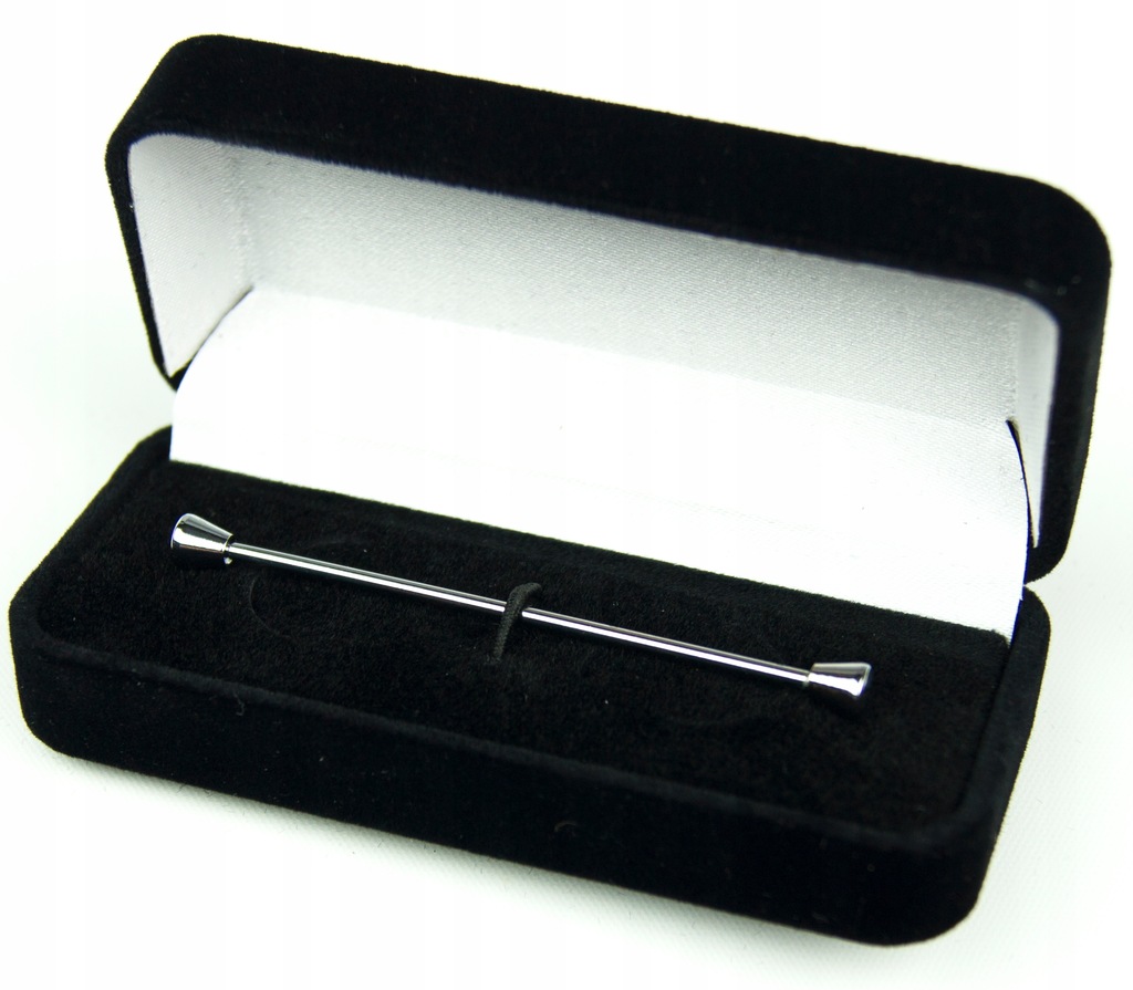 Srebrna Szpilka do kołnierzyka Pin collar Bar Kamień Bez kamienia