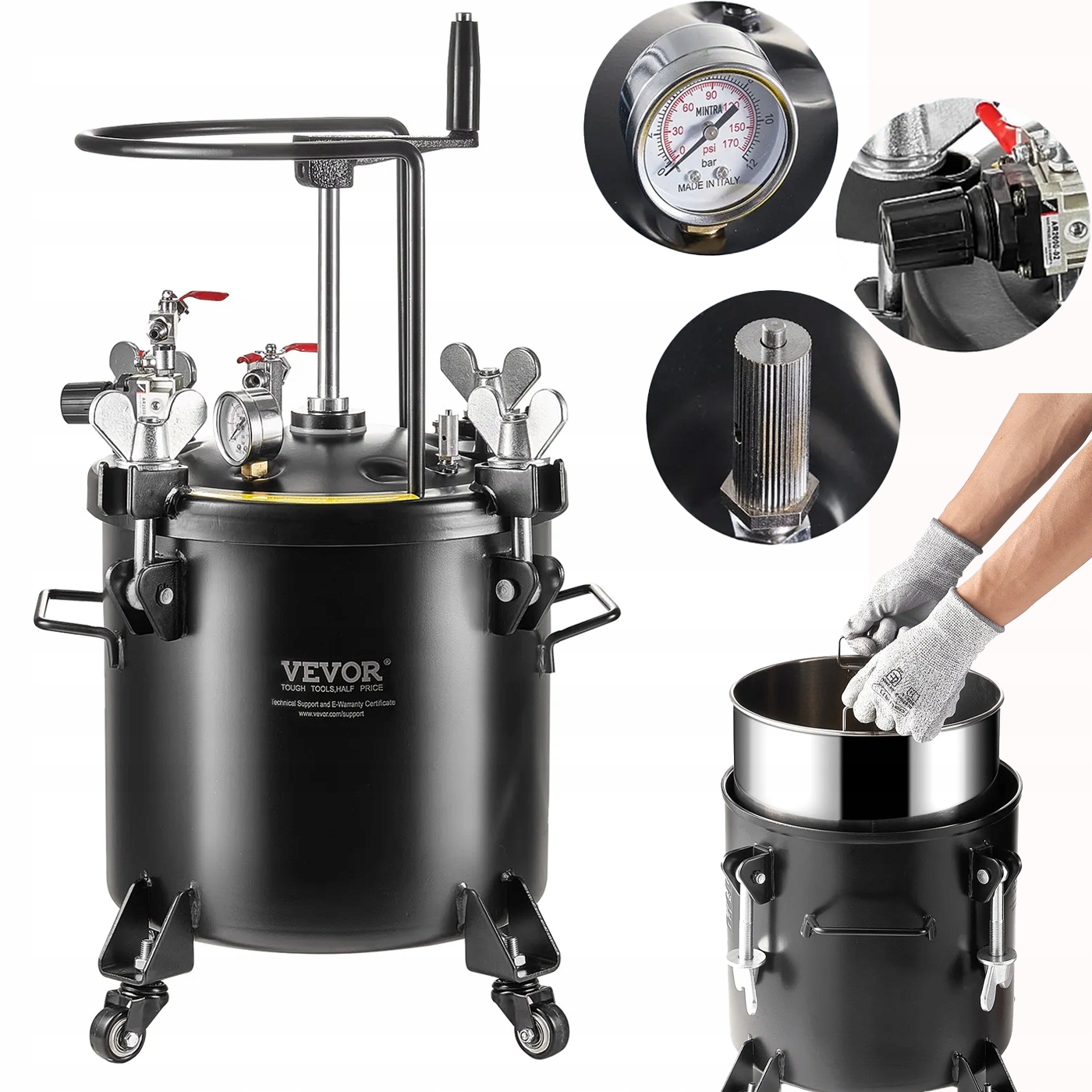 Tlaková nádrž na barvu 20L Malířský agregát 70 Psi