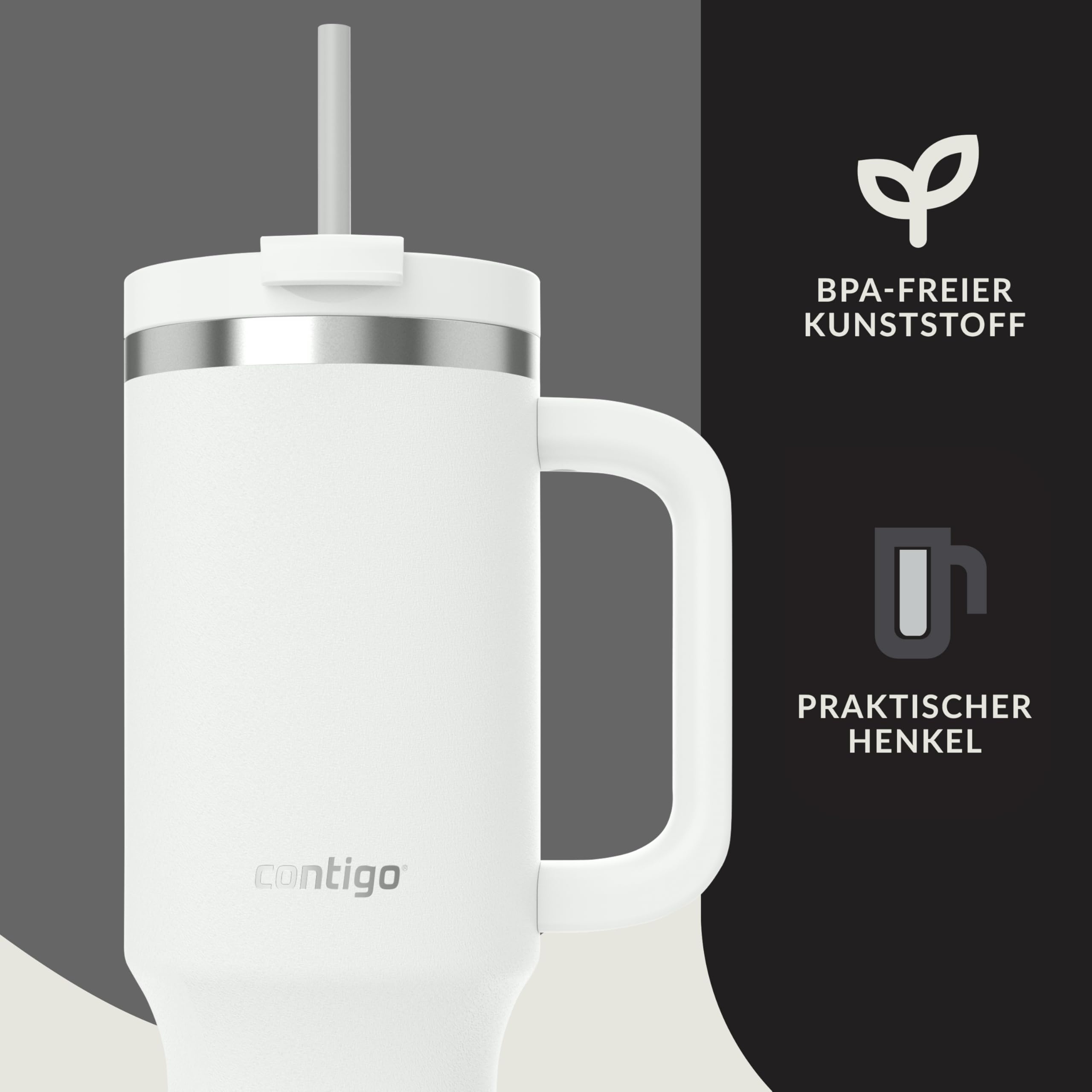 CONTIGO Butelka Termiczna Stalowa 1200ml Z Uchem I Słomką BPA Free — miniatura 5