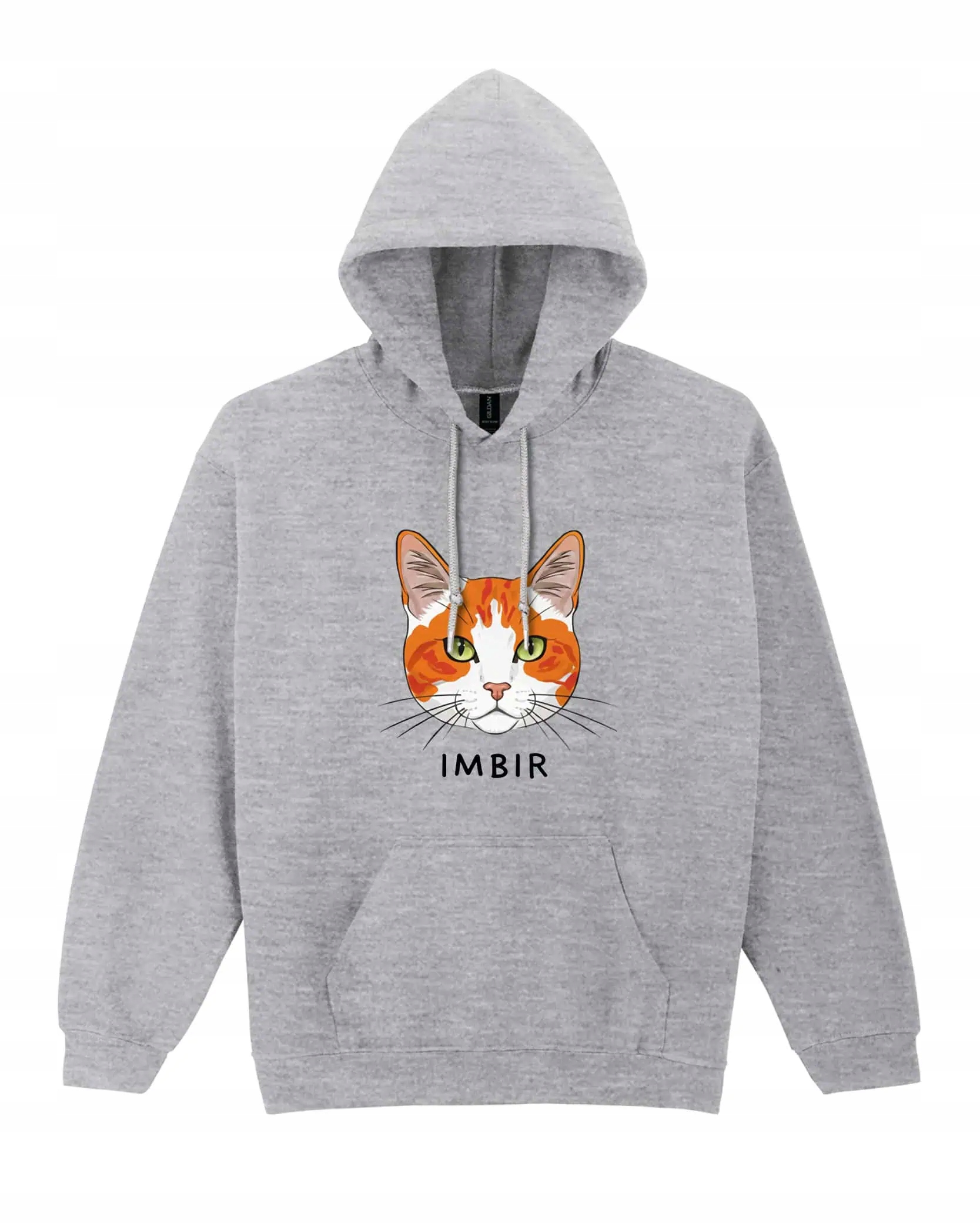 Mikina s kapucí Střešní taška Rudo Bílá Personalizovaná Kočka Šedá XL