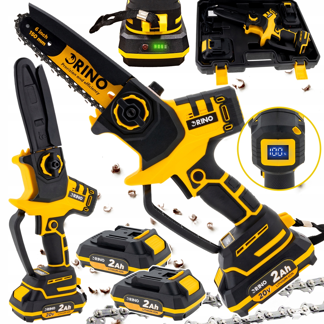 Aku Řetězová Pila Bezuhlíková Mini Pilka Rino 20 V 2 Aku