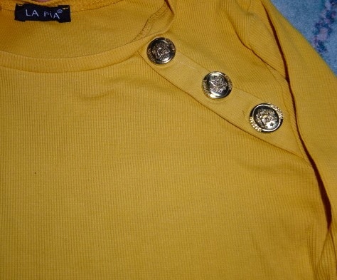 La Pia zółta prążek złote guziki dopasowana S-M Marka inna