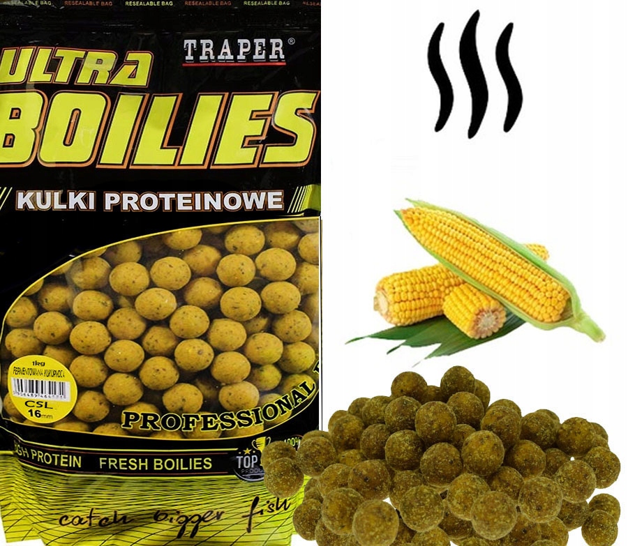 Kulki proteinowe Traper Ultra 16mm 1kg Kukurydza Fermentowana WrocłaW