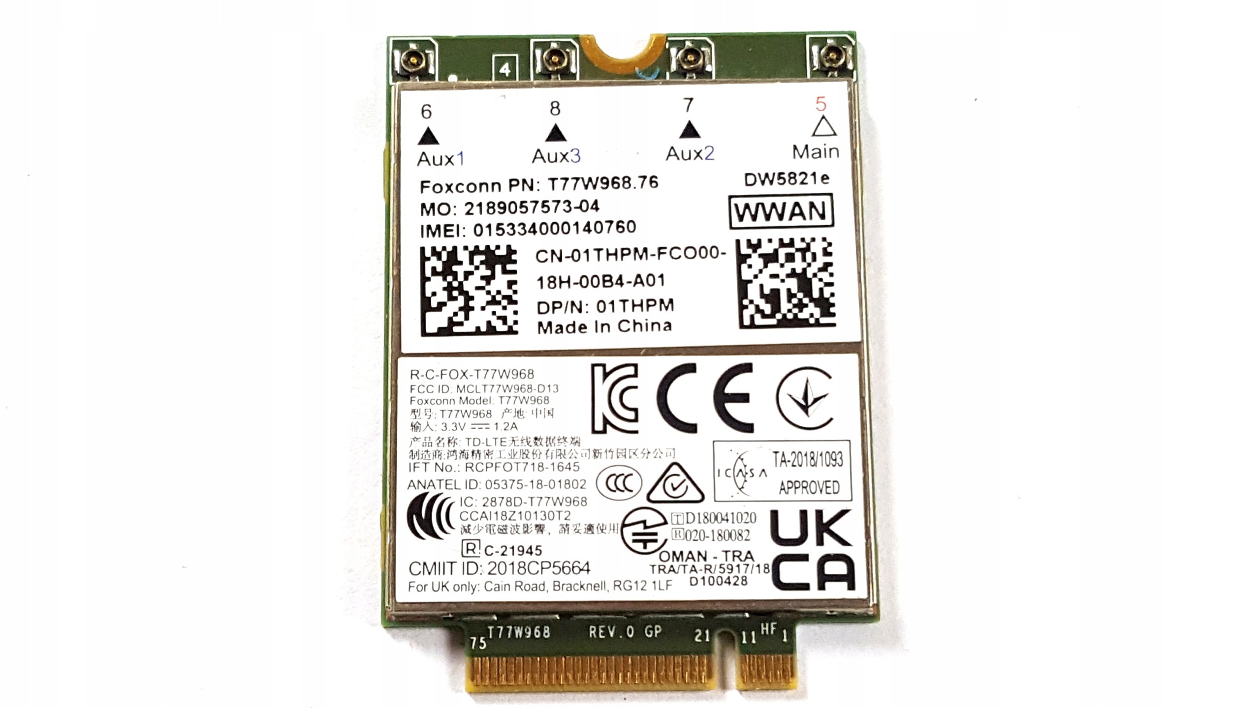 KARTA MODEM LTE FOXCONN MODEL: T77W968 DELL PRECISION 7710