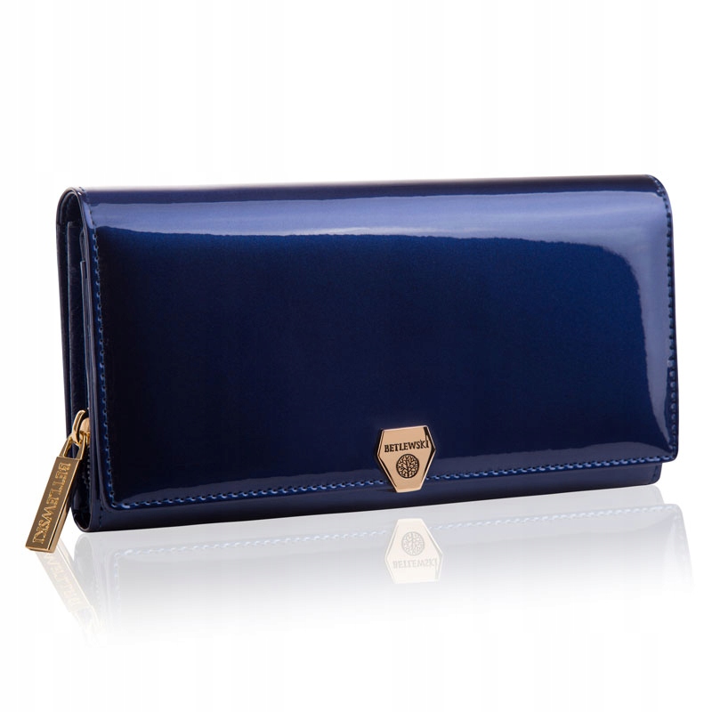 Dámská Kožená Peněženka Betlewski tmavě modrá lakovaná Rfid jako dárek