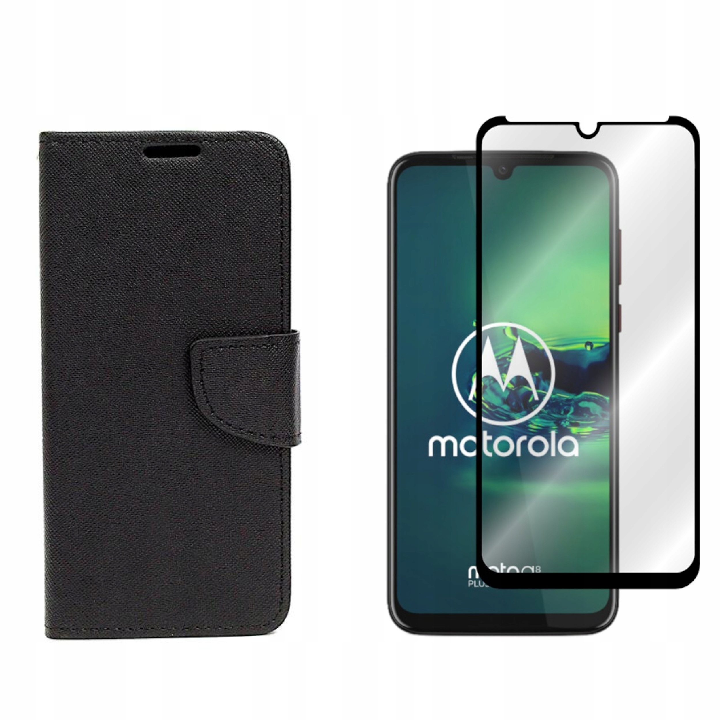 

Etui do Motorola Moto G8+ Fancy Diary czar +szkło