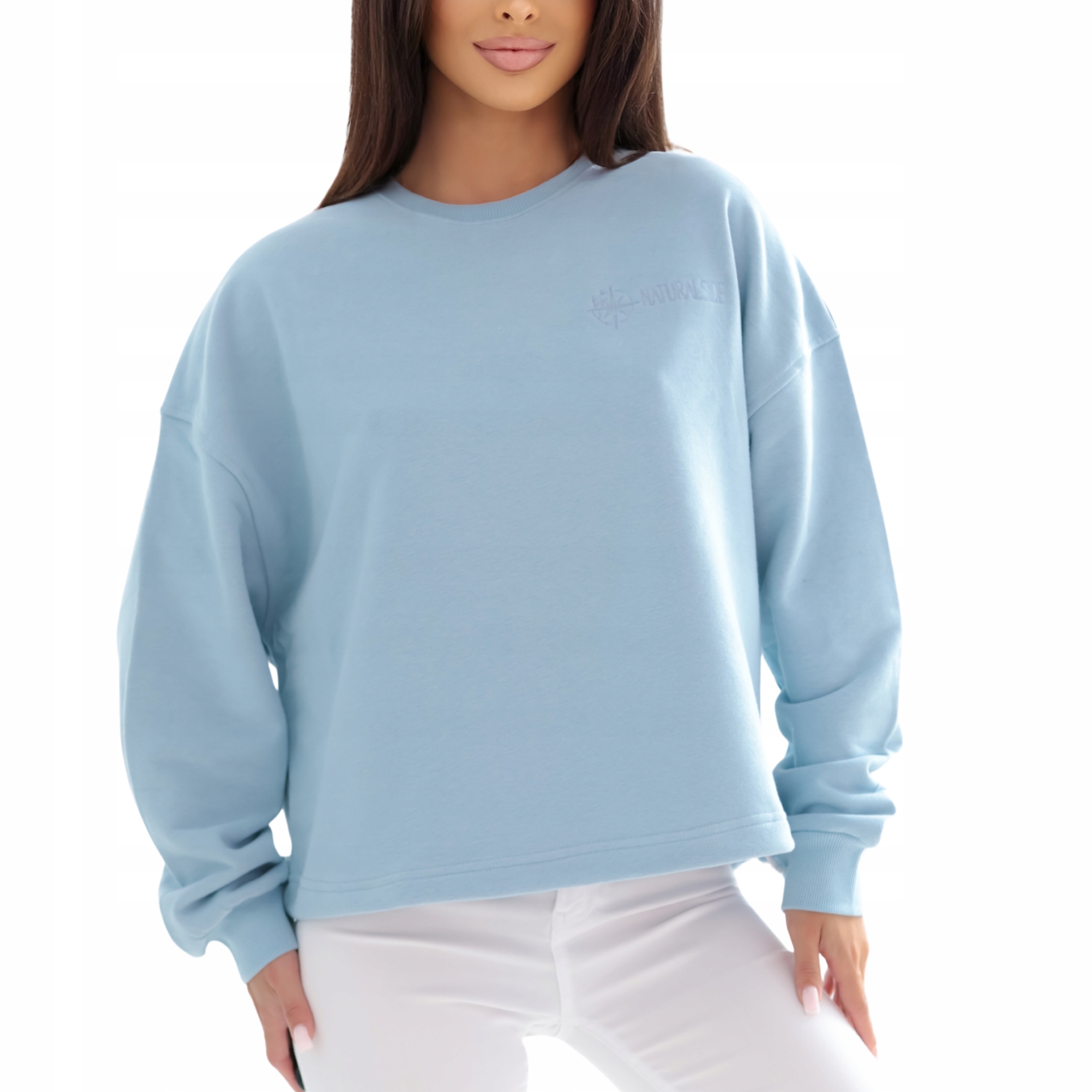 Dámská volná zkrácená Mikina Premium, světle modrá, velikost M/L