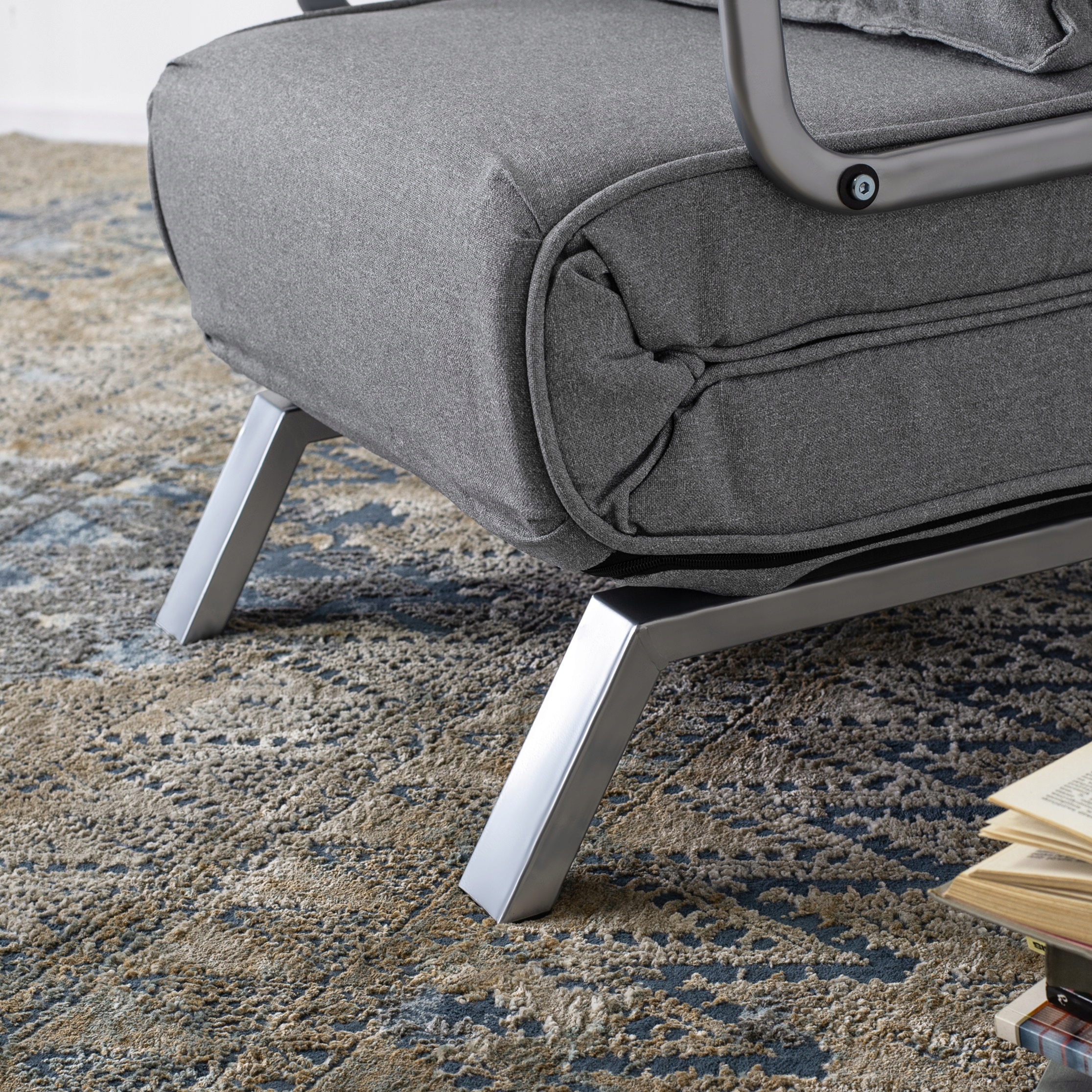 Fotel Wypoczynkowy Rozkładany Tapicerowany Do Spania Salonu Szary BART Marka MEBEL ELITE