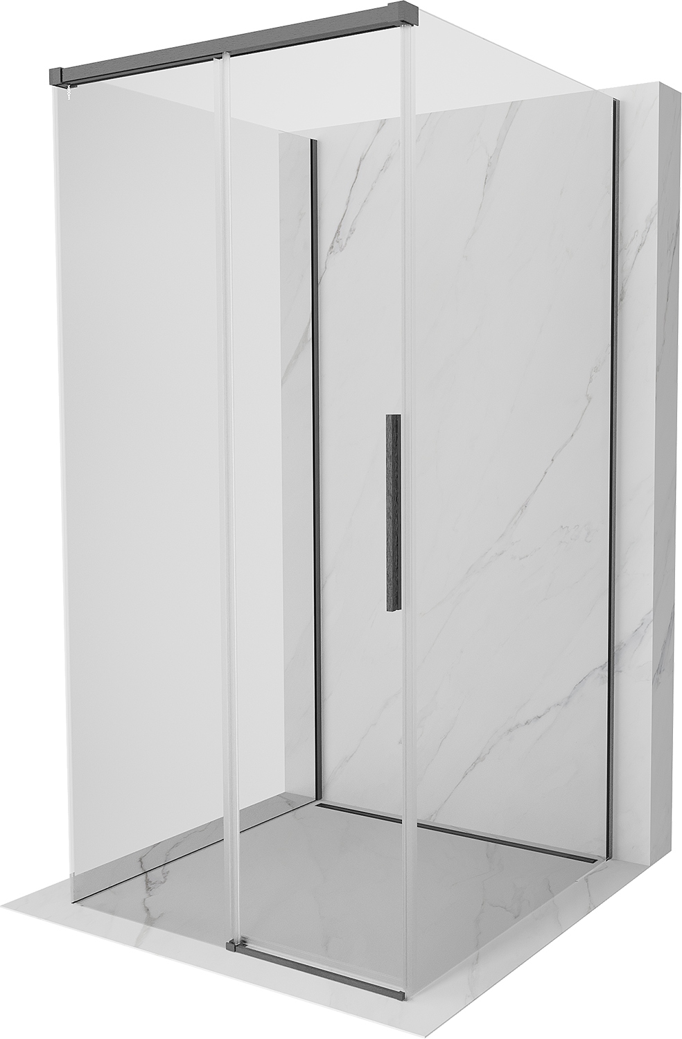 Kabina prysznicowa 120x120 3-ścienna Mexen Rox-3S drzwi przesuwne gun gray