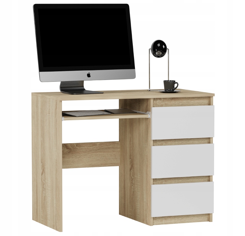 BIURKO KOMPUTEROWE 96CM 3 SZUFLADY STOLIK N-3 MIX SONOMA