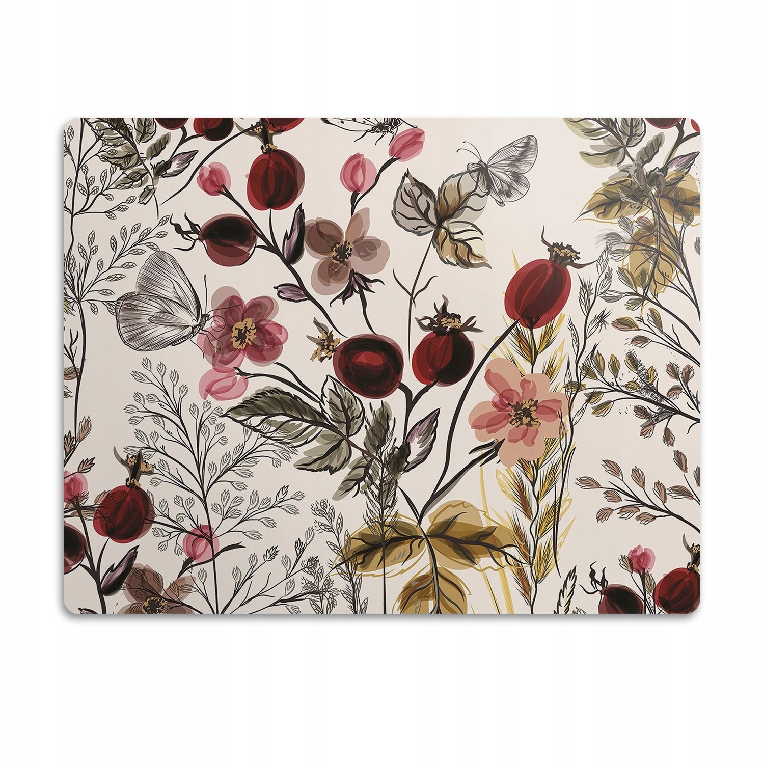 Levně Podložka pod misky pro psa Květy bordó 60x40 cm