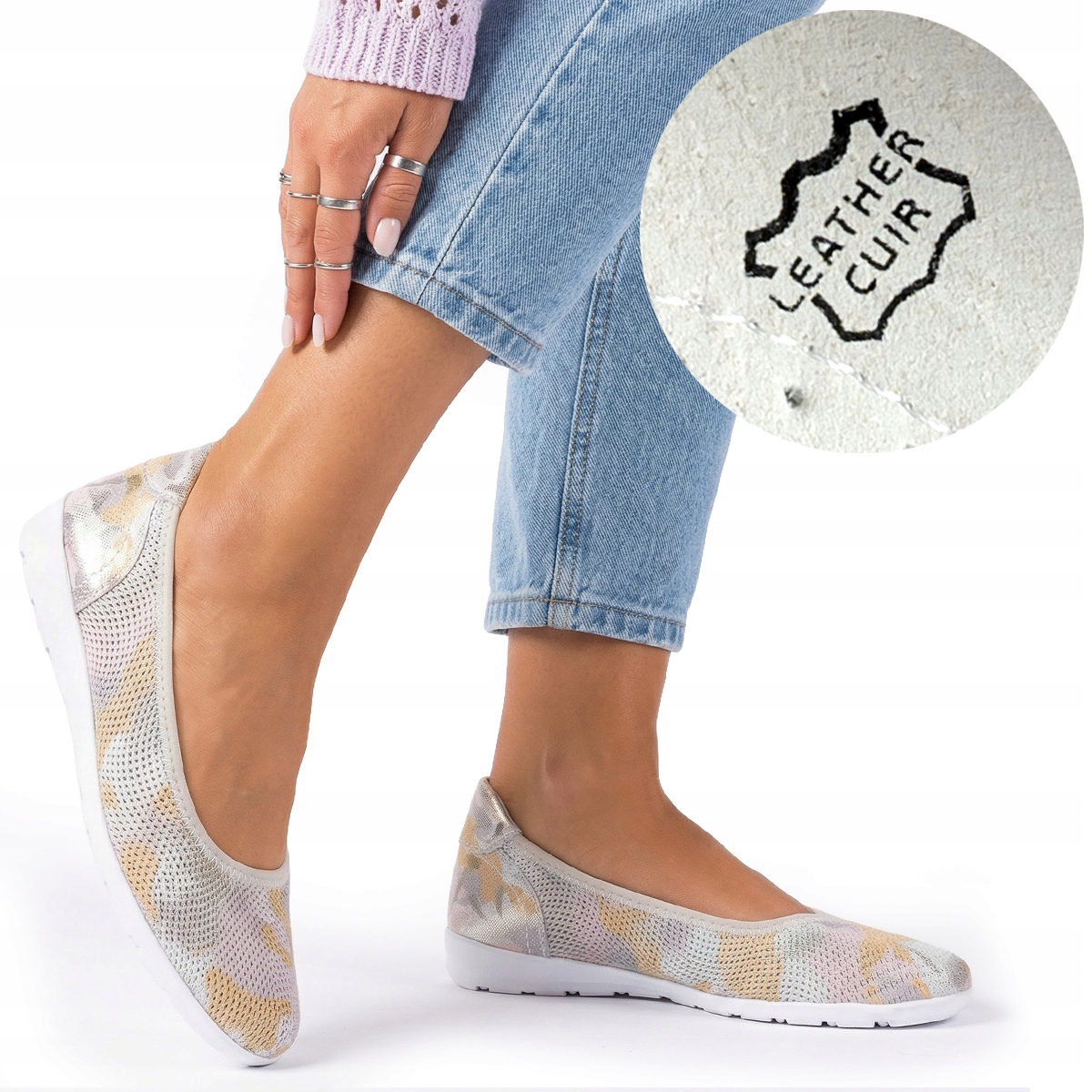 Dámské kožené nazouvací baleríny Měkké, elegantní, Lehké Wojtyłko 40