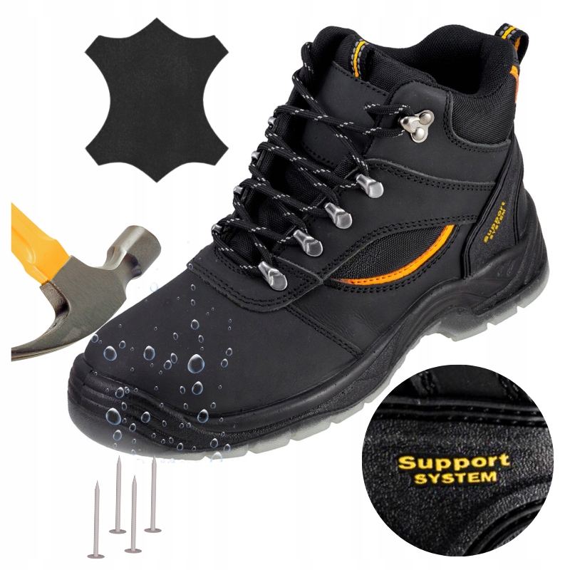 Pánské kožené pracovní boty S3 Voděodolné s špičkou Kompozit