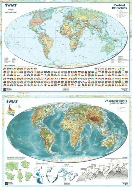 

Mapa Świata A2 Dwustronna Laminowana Art-map