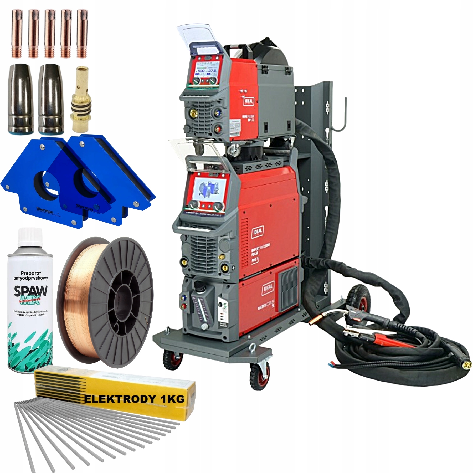Spawarka wodna Expert Mig 550W Pulse Pro7 LCD Mma Tig Flux 500A- komplet
