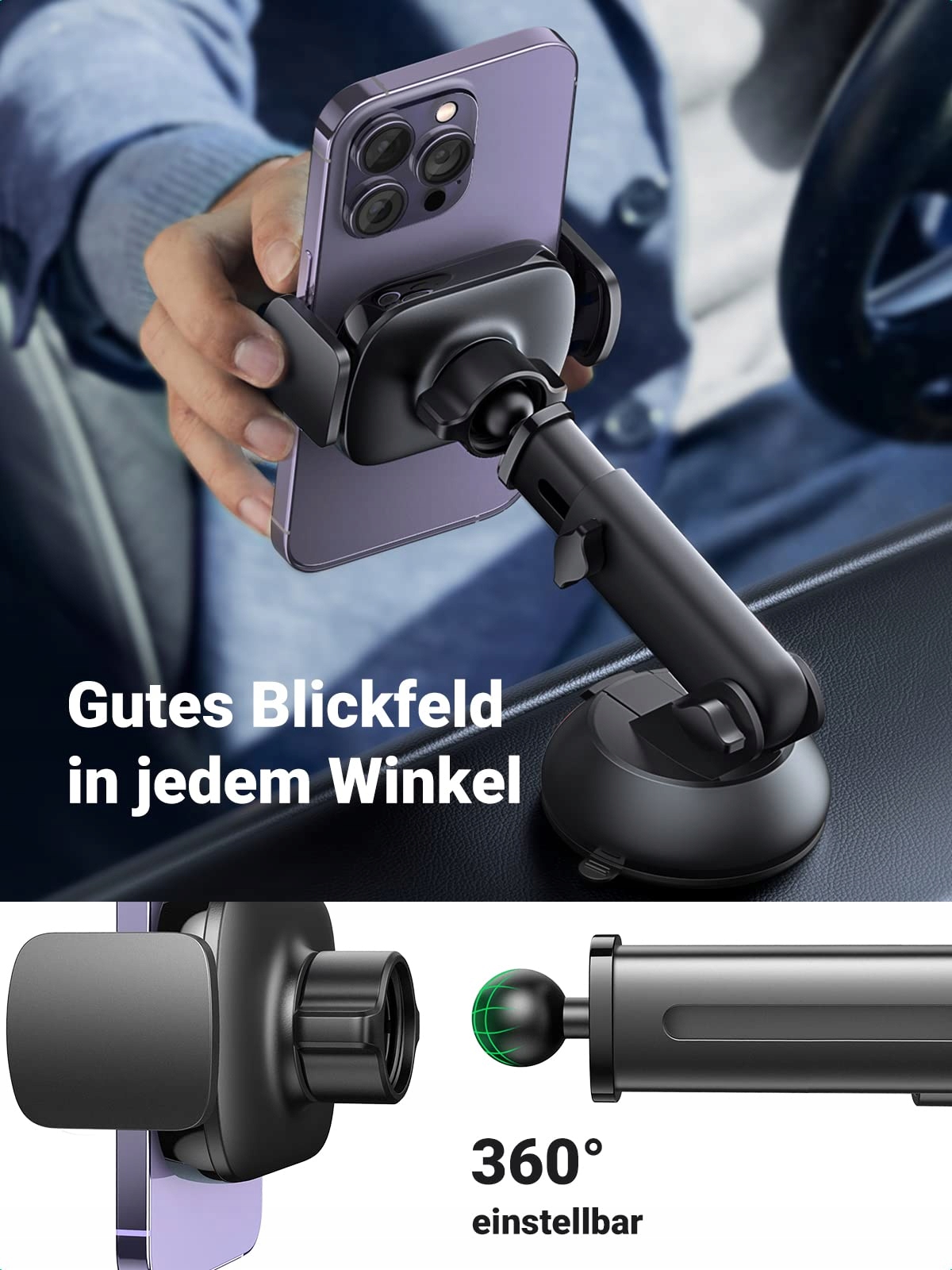 UGREEN Uchwyt na telefon komórkowy z przyssawką 360° — miniatura 6
