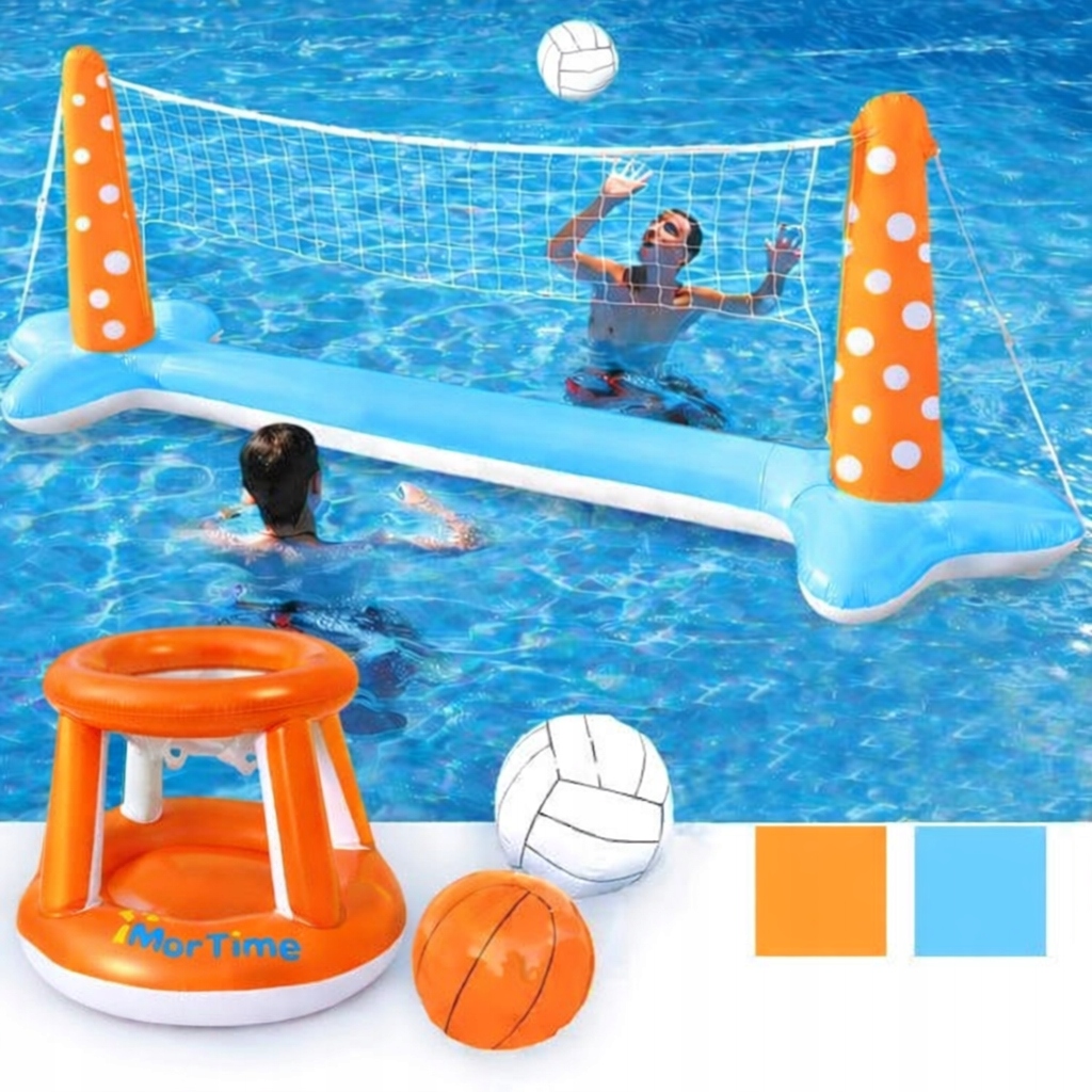 Sada Pro Vodní Volejbal Plovoucí síť Basketbal 2x Pvc míč