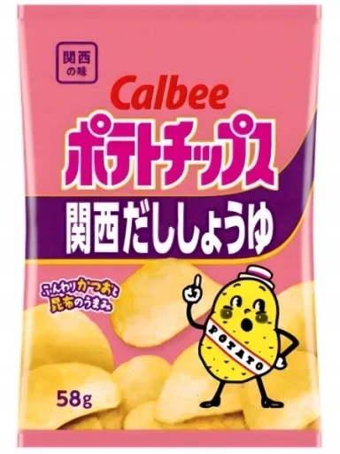 4x Chipsy Kansai Dashi-Shoyu příchuť sójová omáčka a dashi pasta 58 g Calbee