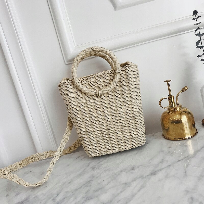 Pleciony KOSZYK TOREBKA BOHO NA RAMIĘ długi pasek Marka inna