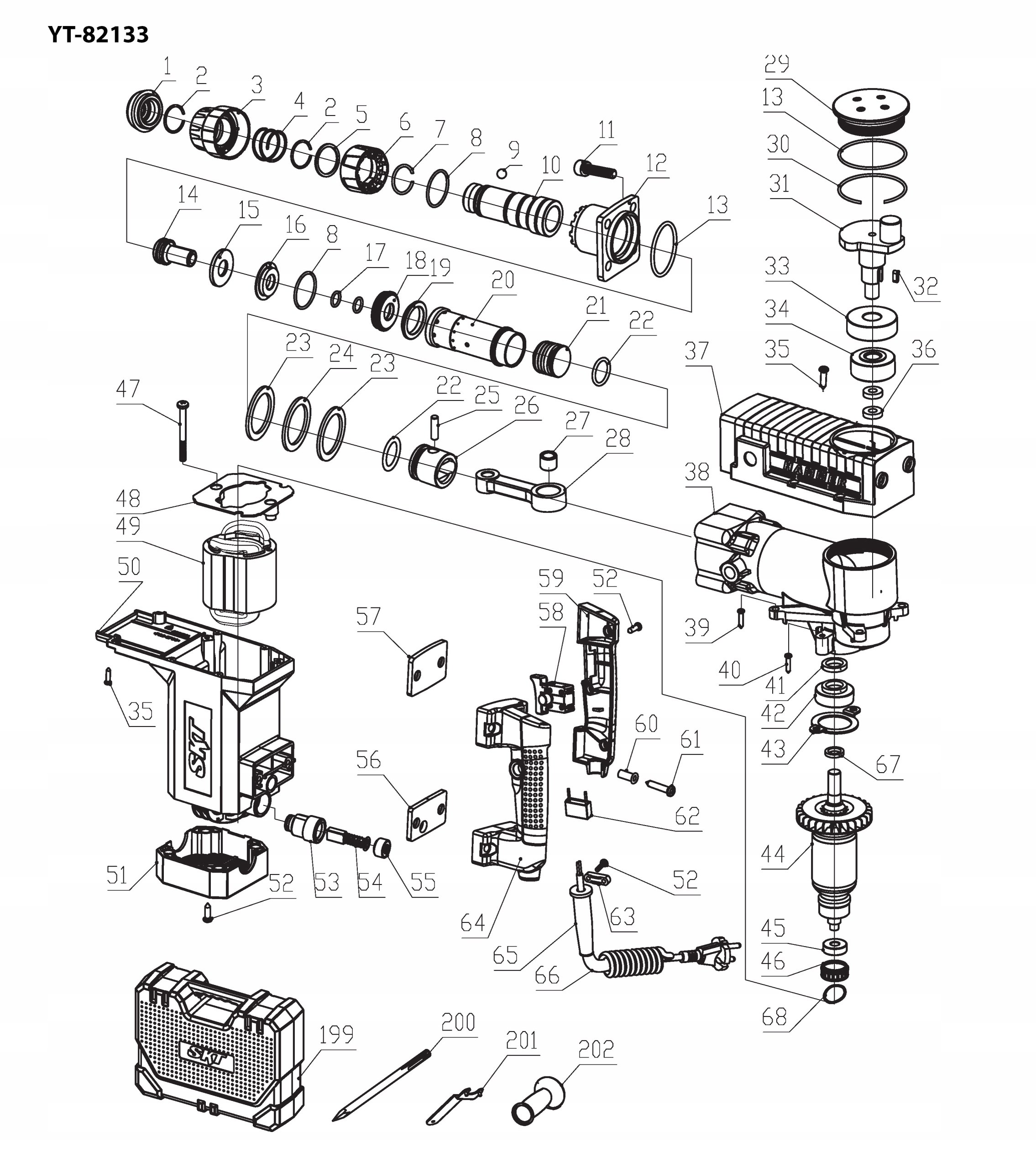 YATO YT82133 WŁĄCZNIK WYŁĄCZNIK MŁOTA ORYGINAŁ Kod producenta ZY8213358