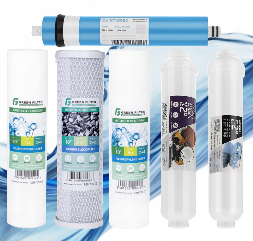 Komplet Wkładów Do Filtrów Osmoza RO6 Membrana 100