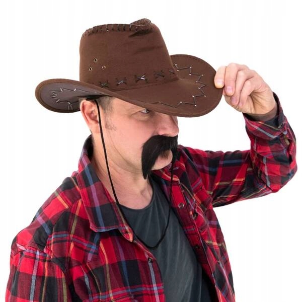 KAPELUSZ KOWBOJSKI KOWBOJA SZERYFA KOWBOJKI ZAMSZOWY BRĄZOWY Płeć uniseks