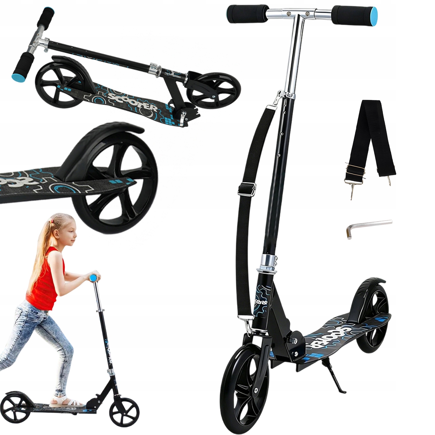 Hulajnoga Dwukołowa Dla Dzieci Składana Regulowana Zewnętrzna