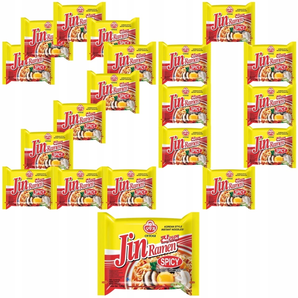 Levně 20x Korejská instantní polévka Jin Ramen Hot Ostrá 120g Ottogi