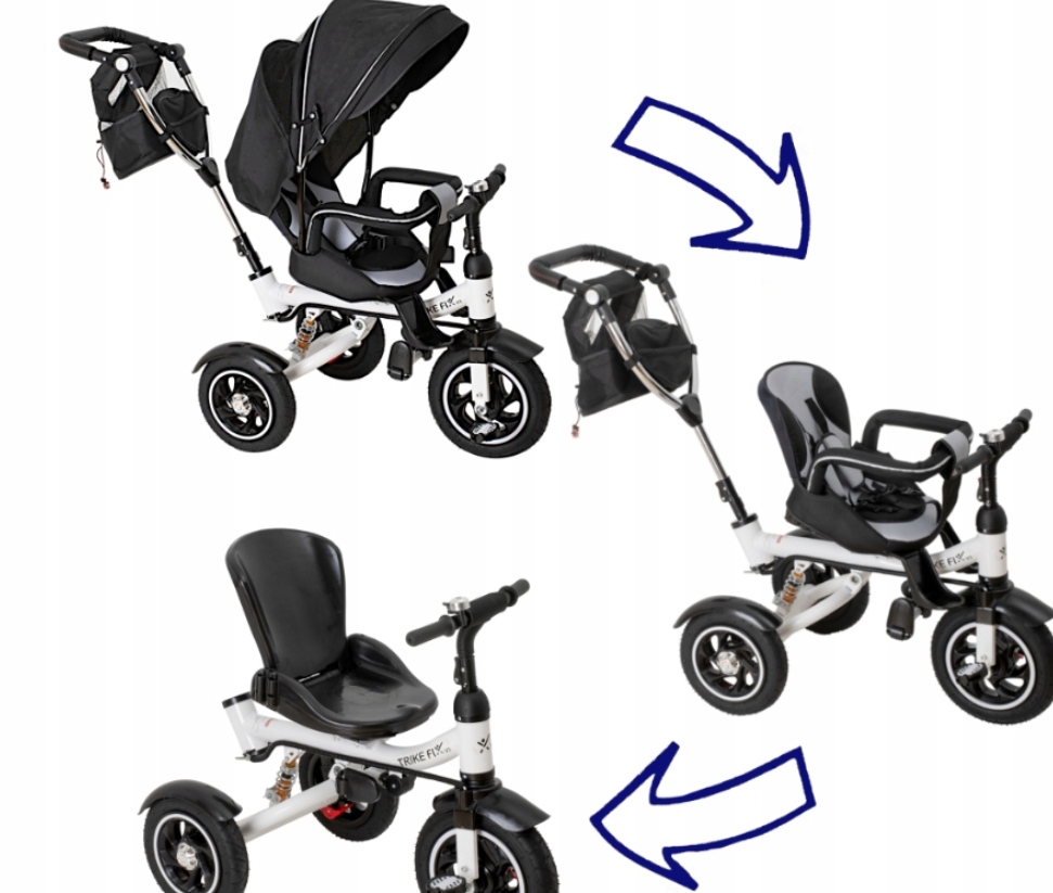 ROWEREK TRÓJKOŁOWY Z FUNKCJĄ SPACERÓWKI obracany 360° Hamulec Tył