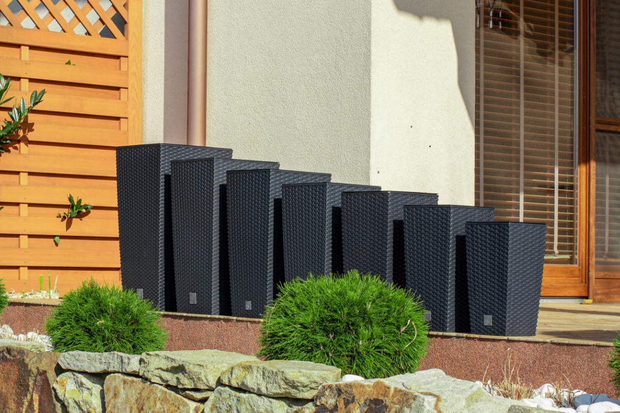 DONICZKI 3x ZESTAW DONICE OGRODOWE RATTAN ELEGANCKIE + WKŁADY ANTRACYT HIT! Kod producenta ZESTAW DONICZEK DONIC OGRODOWYCH 3 SZTUKI