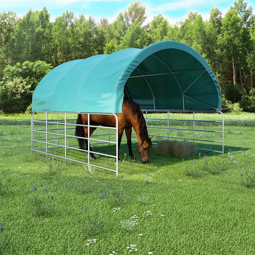 Přístřešek pro zvířata Pvc 3,7 x 3,7 m zelený Zelená 3056433