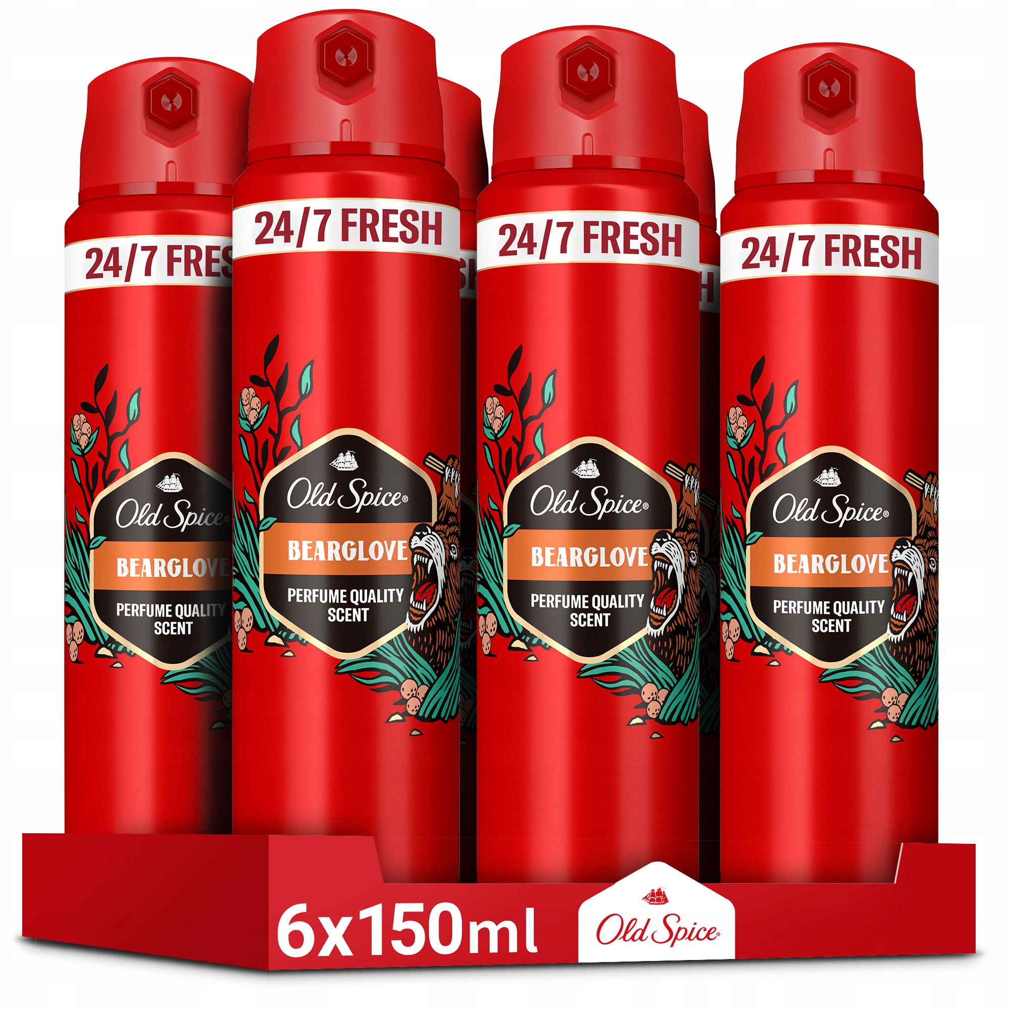 Old Spice Bearglove Pánský deodorant ve spreji, 6x150ml, svěžesti