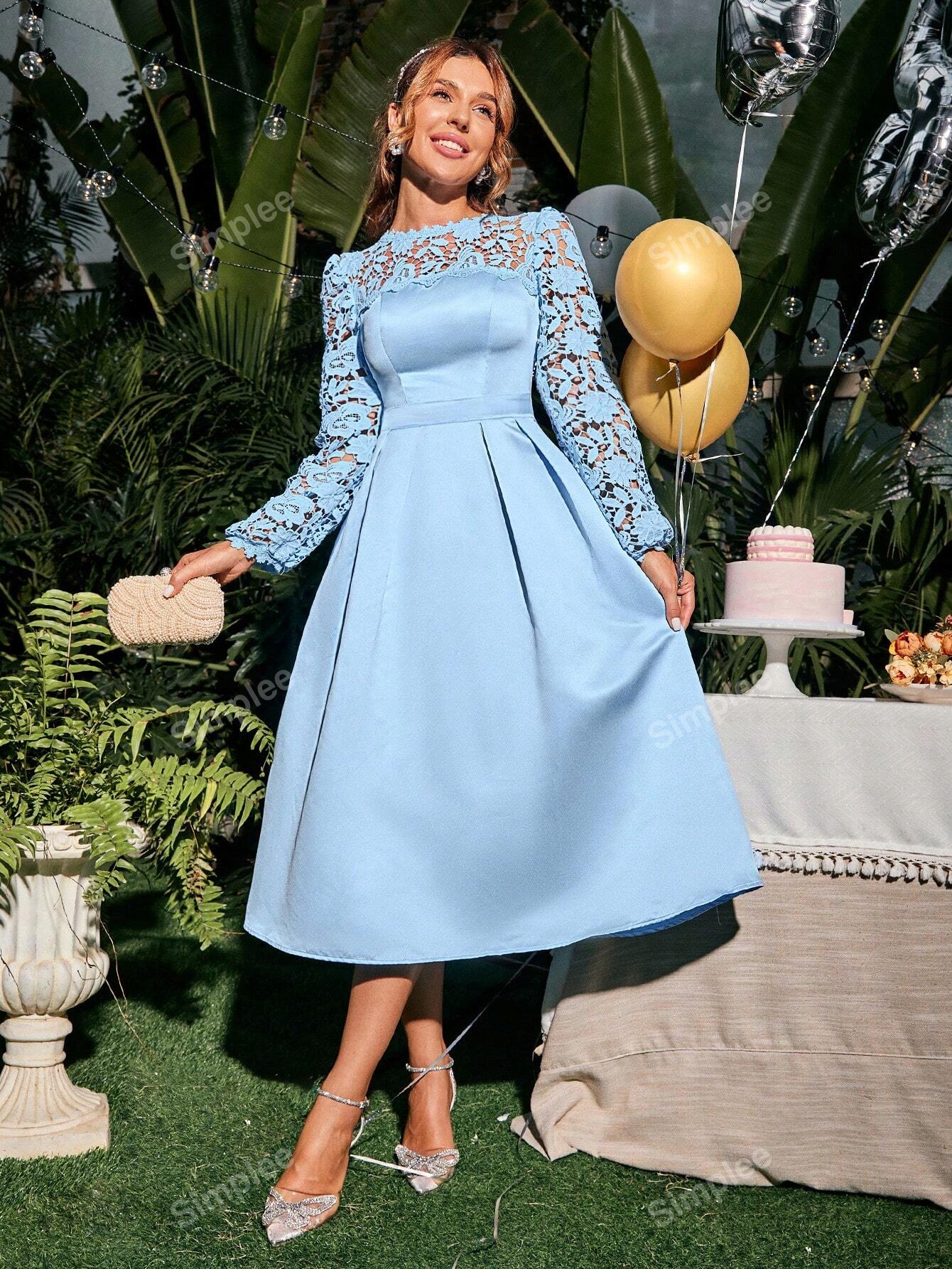 Šaty Elegantní S Gipiurovou Krajkou Midaxi Shein, Velikost 40