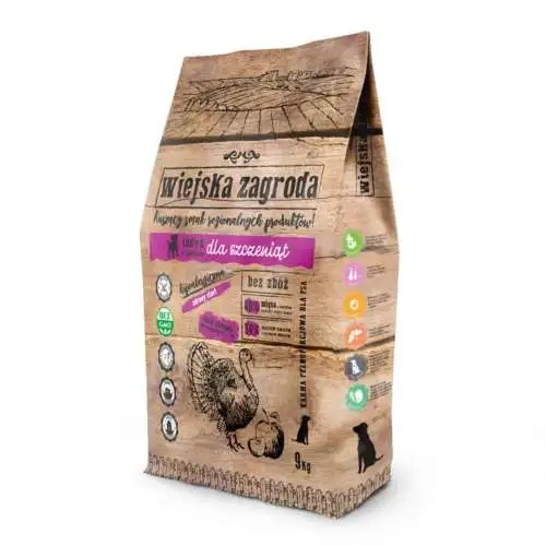 Levně Wiejska Zagroda krůta s jablkem pro štěňata 9 kg