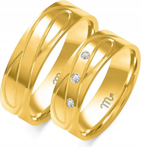 Zlatý snubní prsten se vzorem 585, 23 24 25, exkluzivní kolekce 14kt