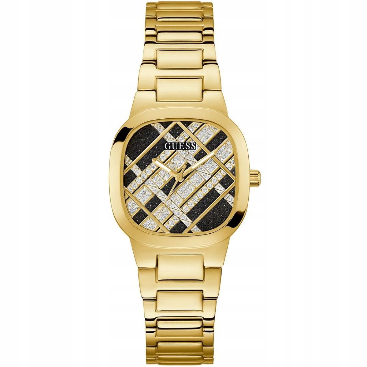Dámské zlaté hodinky Guess Clash s kostkovaným ciferníkem GW0600L2