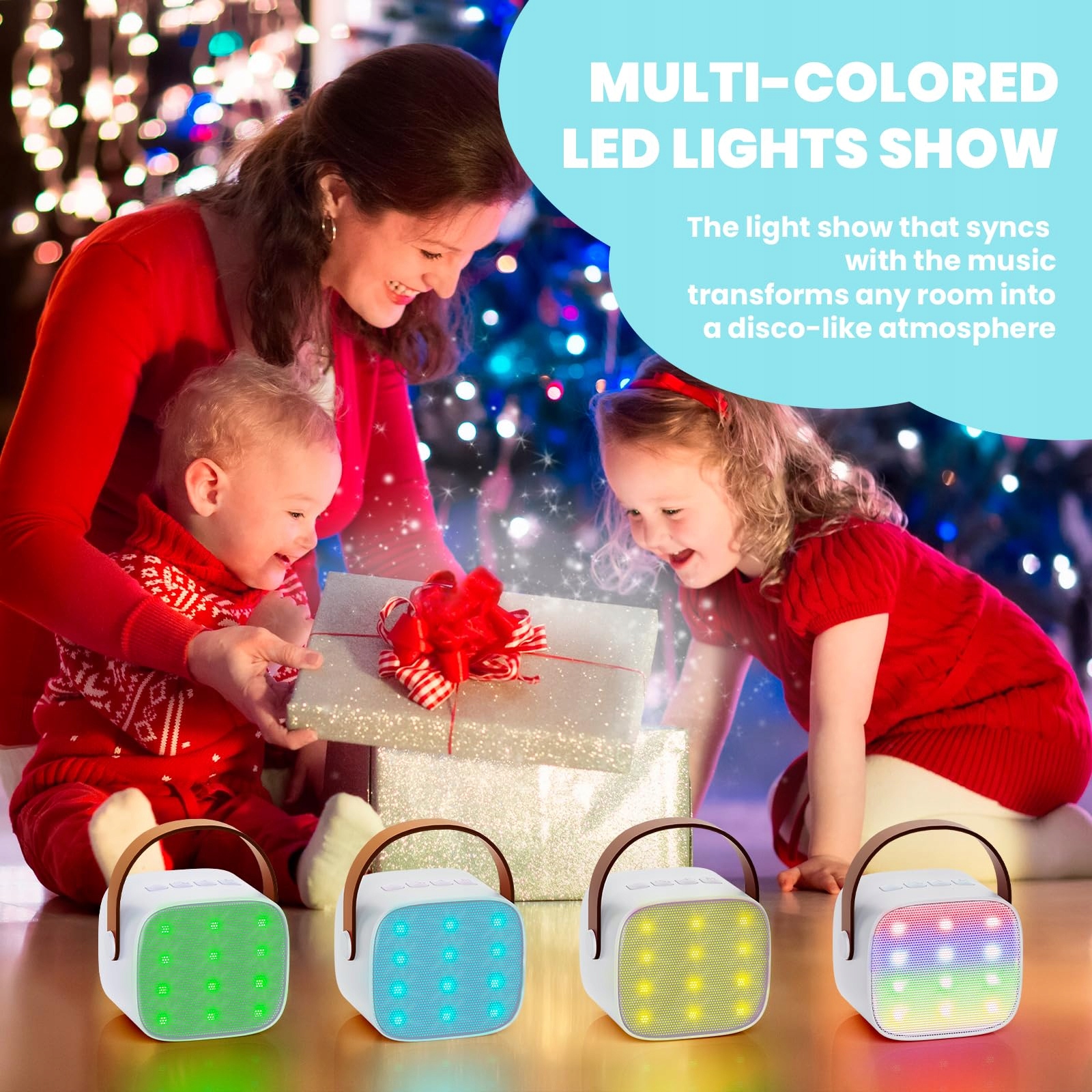 KINDER Karaoke Mikrofon Bluetooth LED Głośnik Dla Dzieci i Dorosłych — miniatura 3