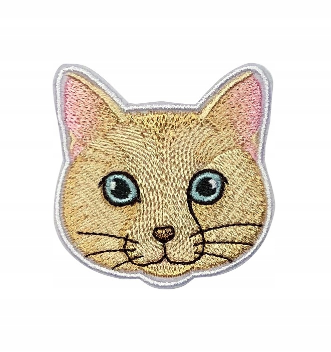 Haftowana Naszywka na ubrania Beżowy Kotek Haft