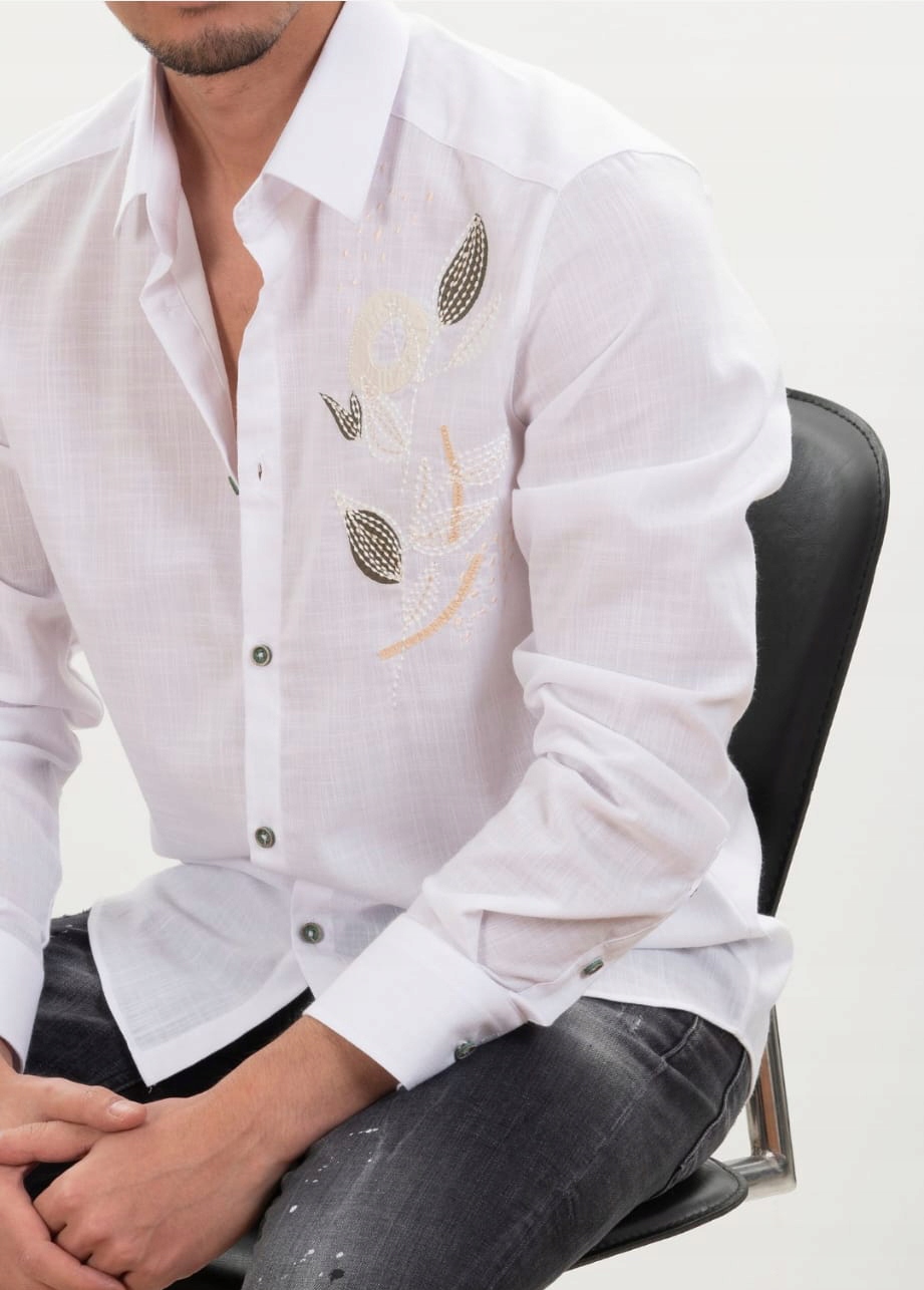 Pánská bavlněná košile Mondo Casual s výšivkami, vyšívané vzory