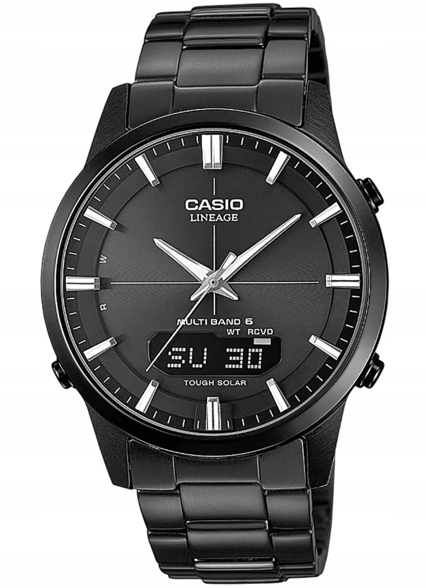 Černé hodinky řízené rádiovými vlnami Casio LineageLCW-M170DB