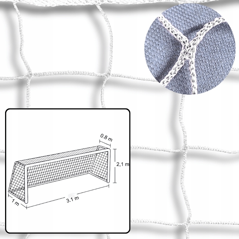 Wytrzymała siatka na bramkę do piłki ręcznej|3 x 2m| Bezwęzłowa |pe 4mm|