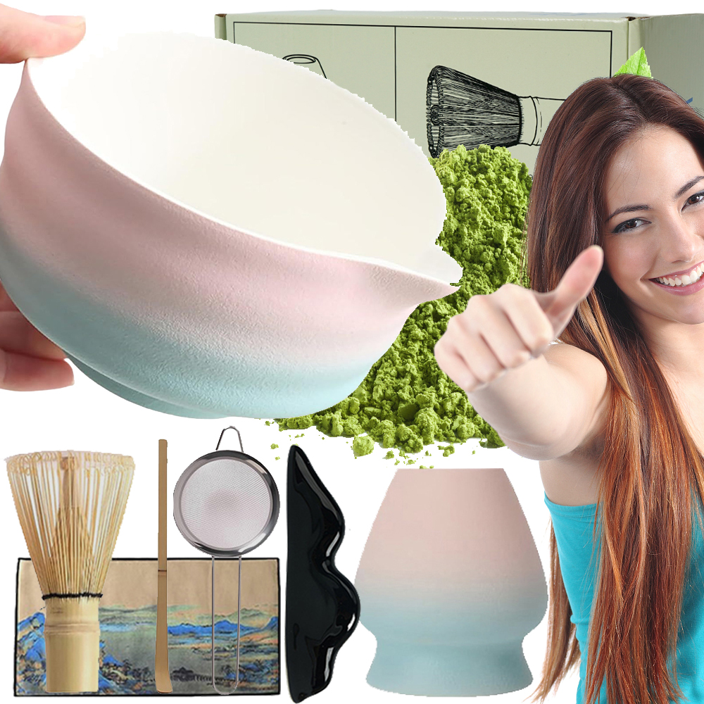 Zestaw Narzędzi Do Przygotowywania Matchy Z Miską Trzepaczką Sitkiem Łyżką