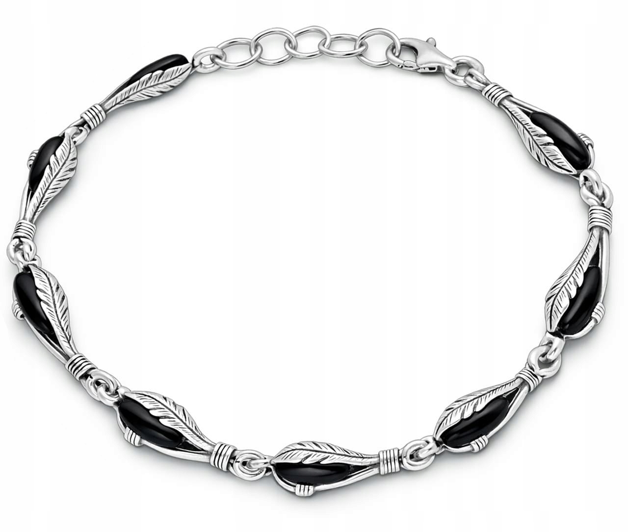 Stříbrný náramek 925 s onyxem, dámský elegantní